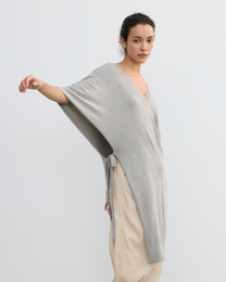 DOUBLE-LAYER DRAPED TIE DRESS