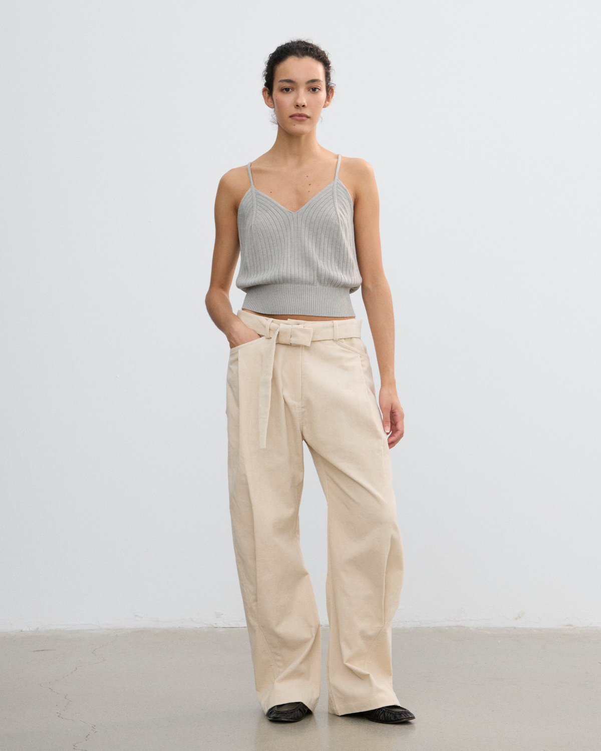 DOUBLE-LAYER DRAPED TIE DRESS