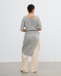 DOUBLE-LAYER DRAPED TIE DRESS