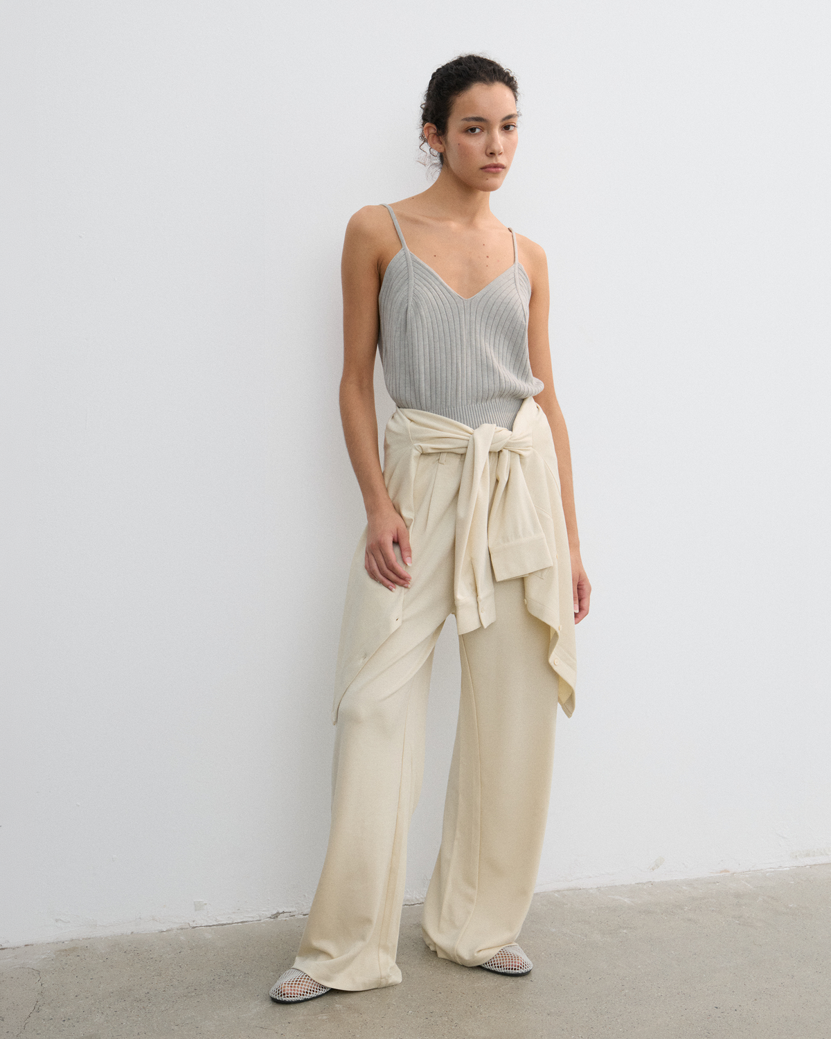 KNIT PLEATED SUIT PANTS