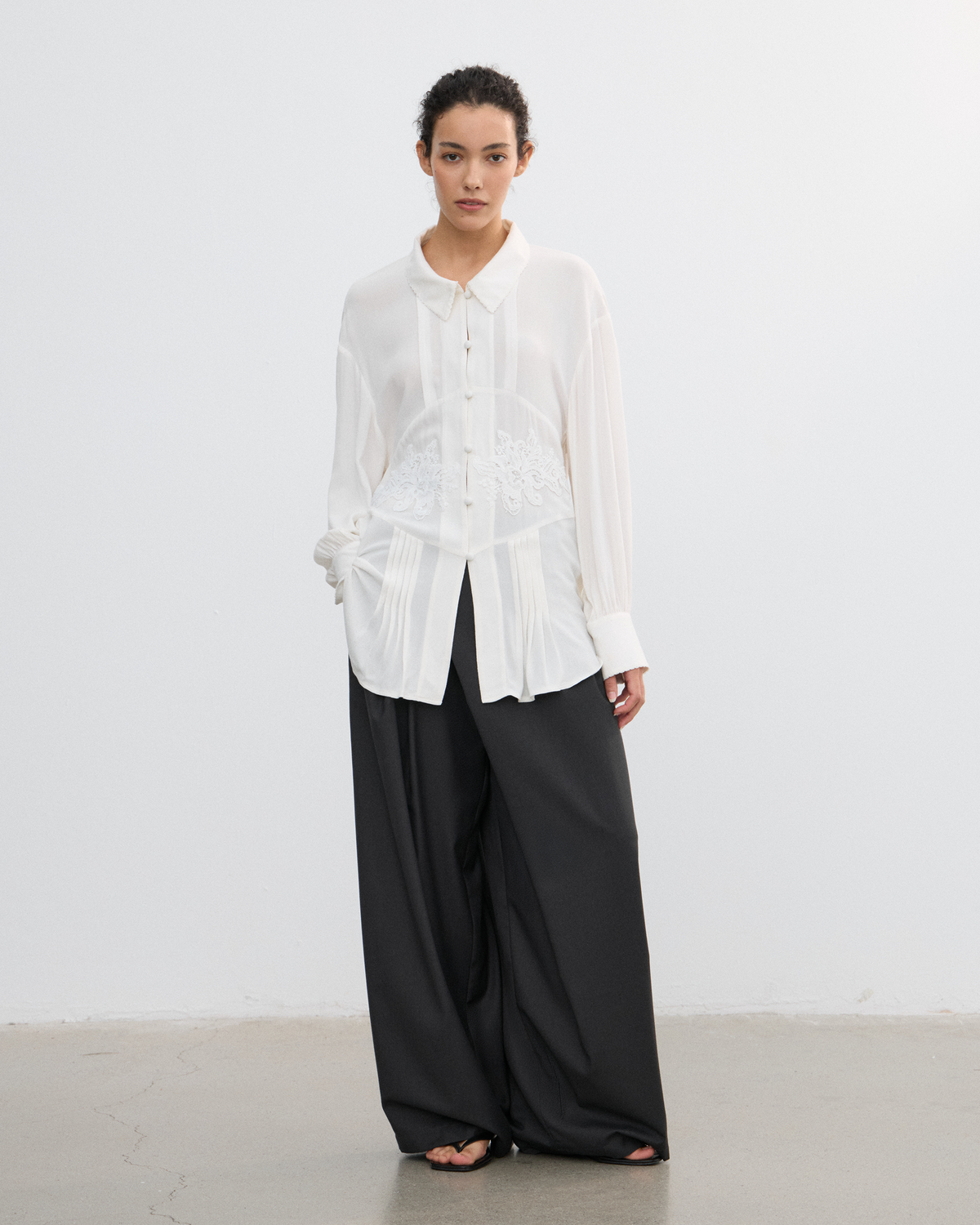 SCULPTED SKIRT-PANEL TROUSERS