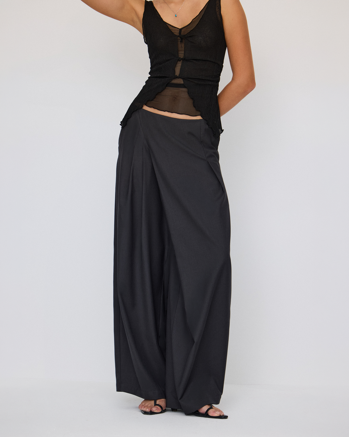 SCULPTED SKIRT-PANEL TROUSERS