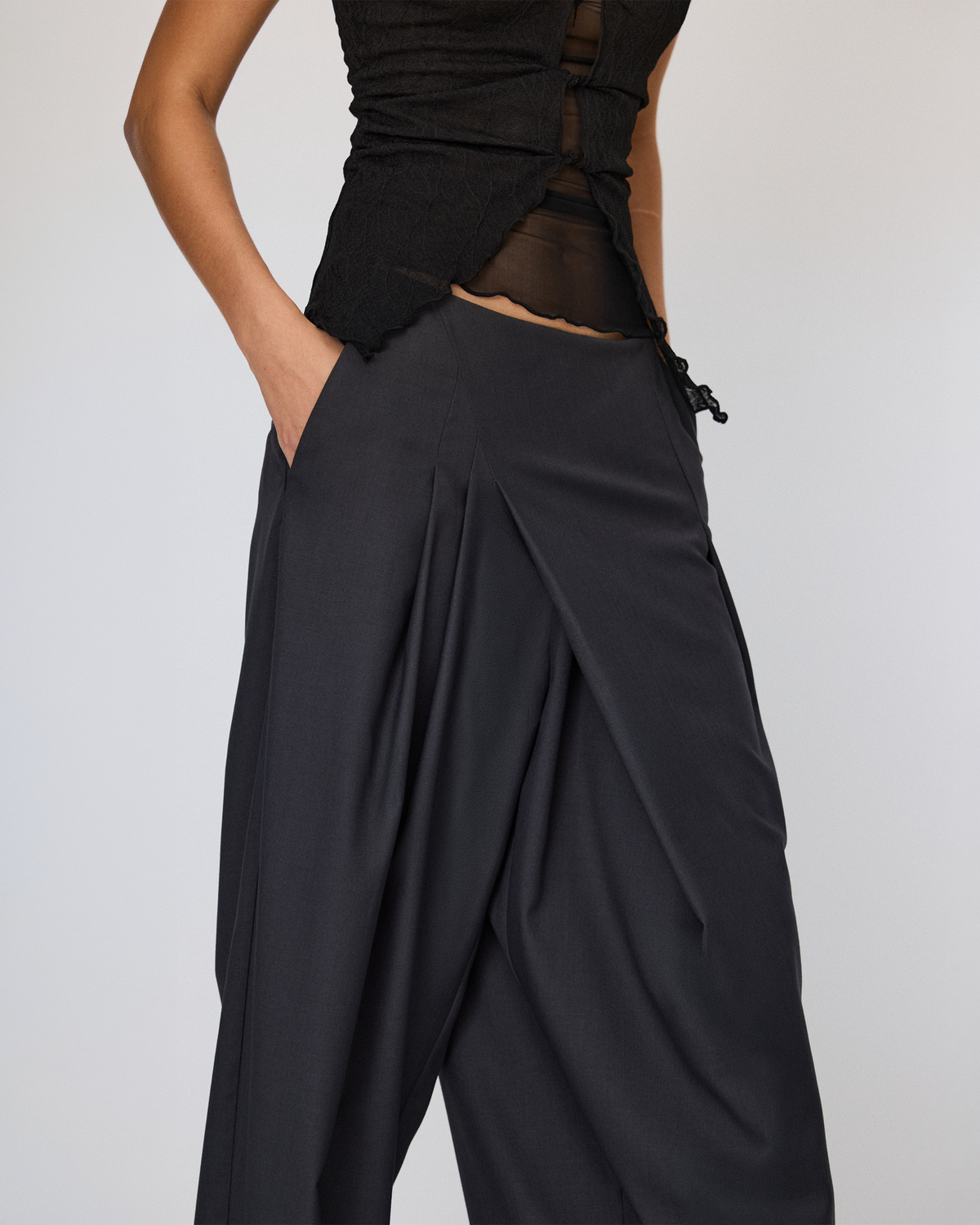 SCULPTED SKIRT-PANEL TROUSERS