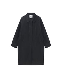 BACK PLEATED FAUX LEATHER COAT