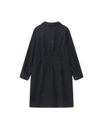 BACK PLEATED FAUX LEATHER COAT