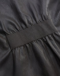 BACK PLEATED FAUX LEATHER COAT