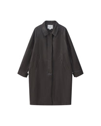 BACK PLEATED FAUX LEATHER COAT