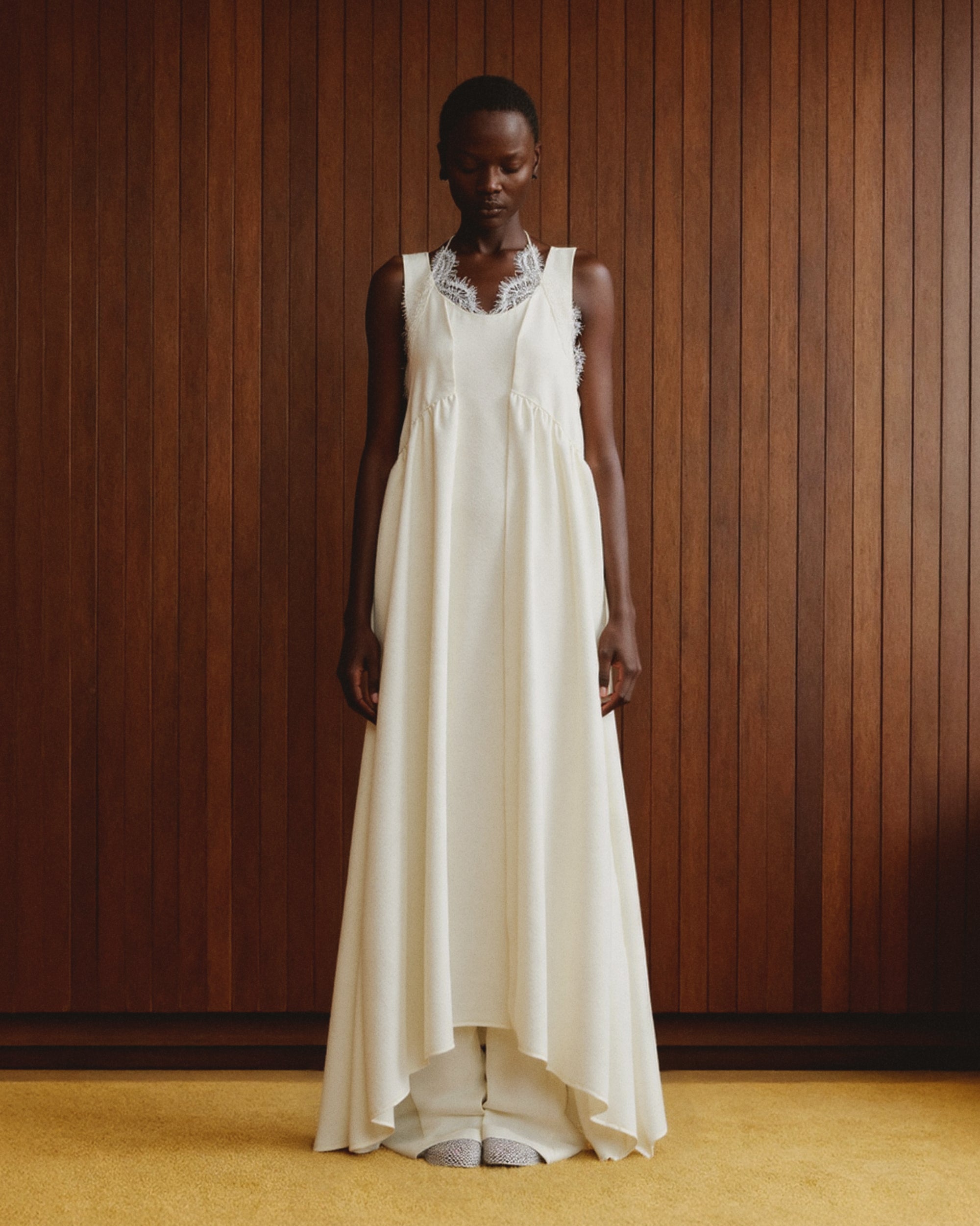 LACE LAYERED FLARE DRESS