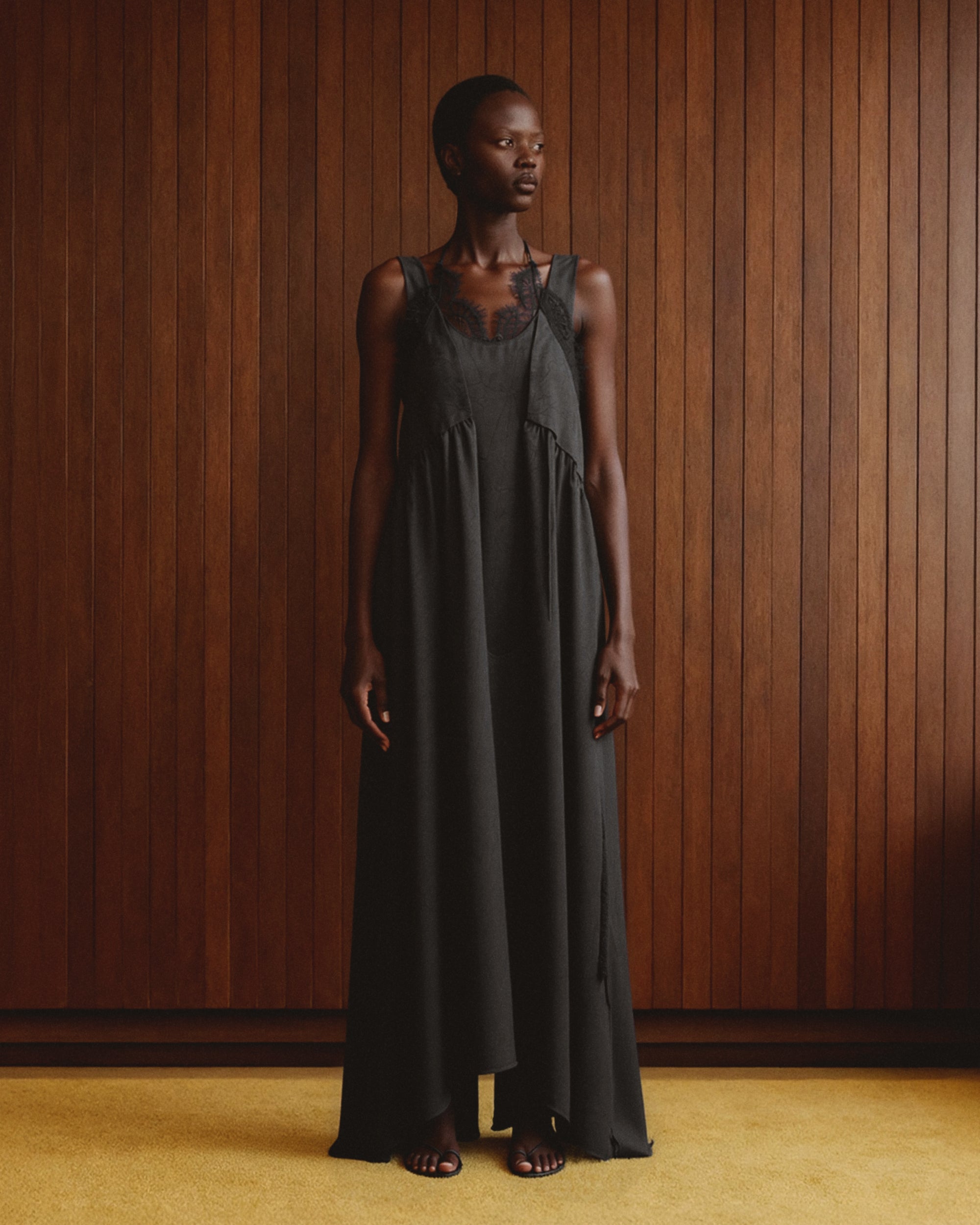 LACE LAYERED FLARE DRESS