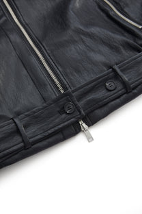 LAYERED COLLAR FAUX LEATHER JACKET