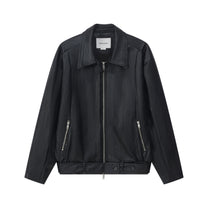 LAYERED COLLAR FAUX LEATHER JACKET