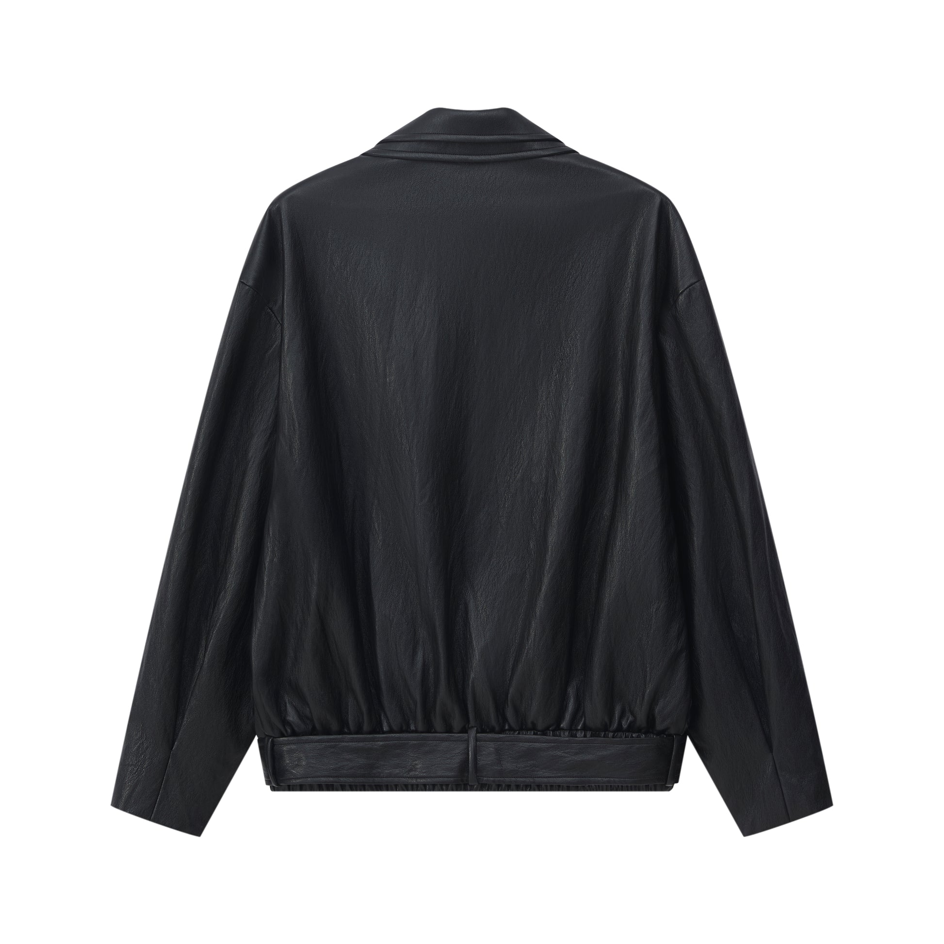 LAYERED COLLAR FAUX LEATHER JACKET