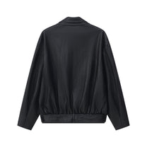 LAYERED COLLAR FAUX LEATHER JACKET