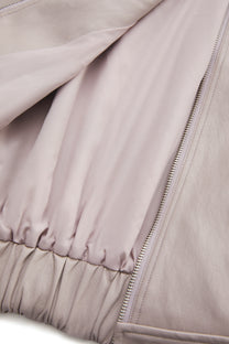 LAYERED COLLAR FAUX LEATHER JACKET