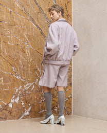 LAYERED COLLAR FAUX LEATHER JACKET