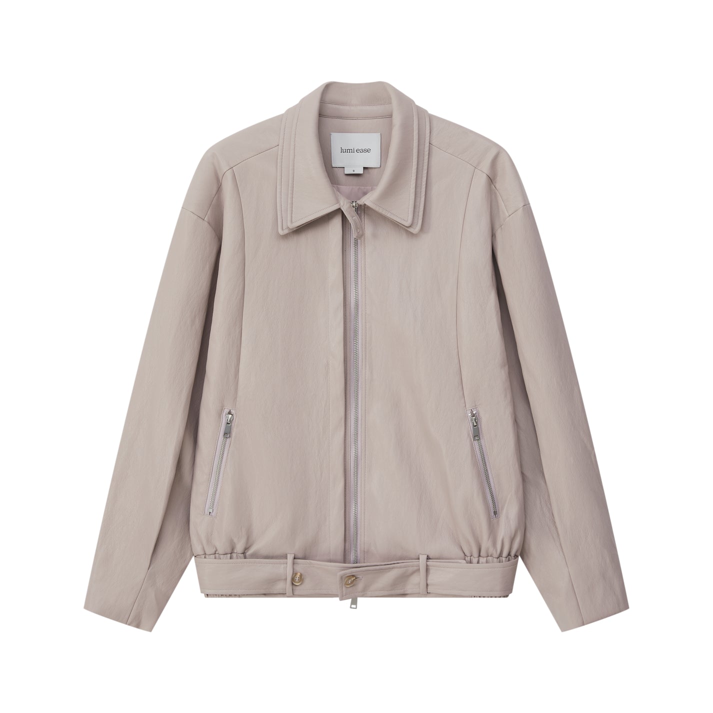 LAYERED COLLAR FAUX LEATHER JACKET