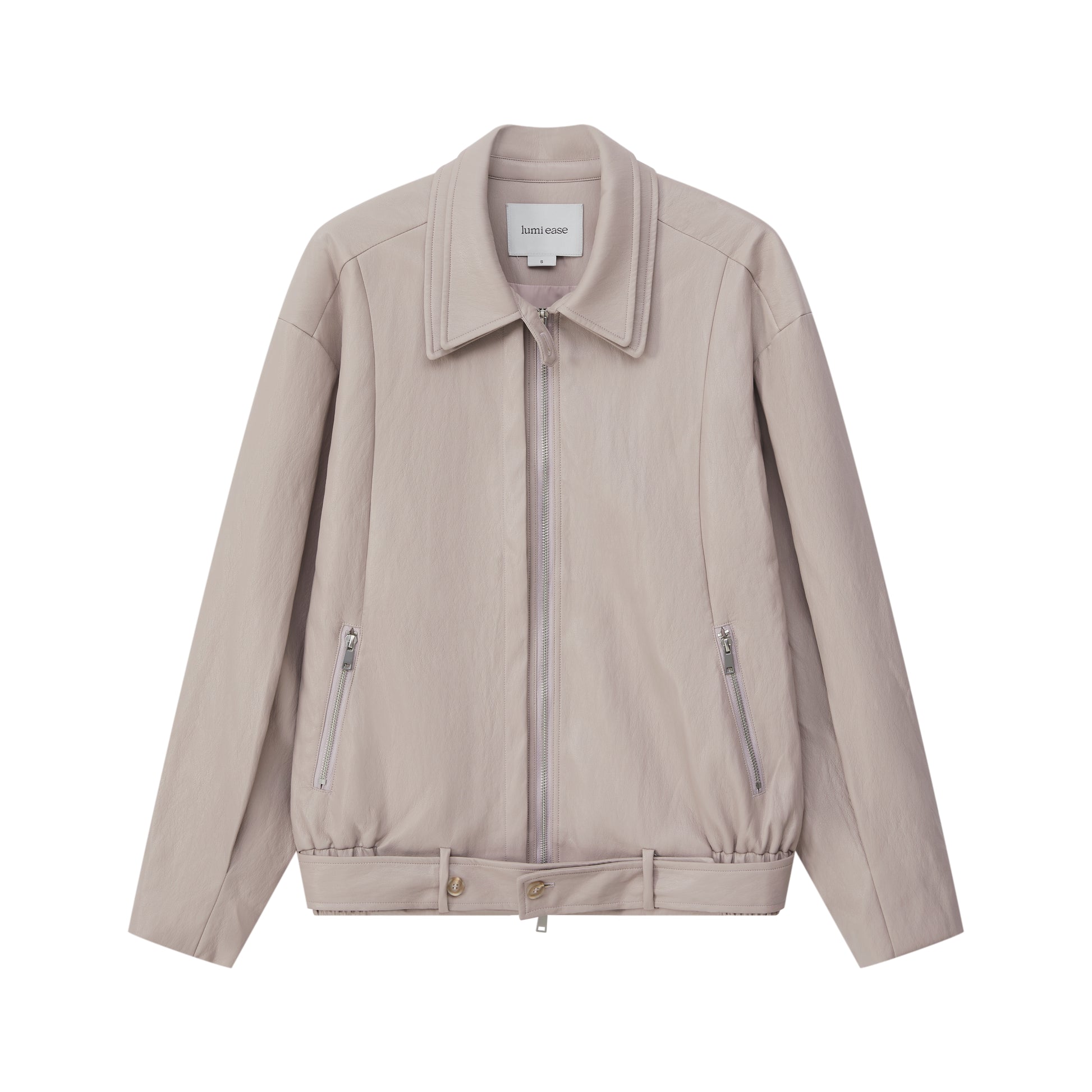 LAYERED COLLAR FAUX LEATHER JACKET