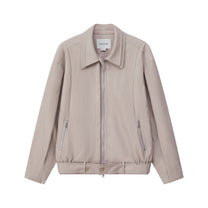 LAYERED COLLAR FAUX LEATHER JACKET