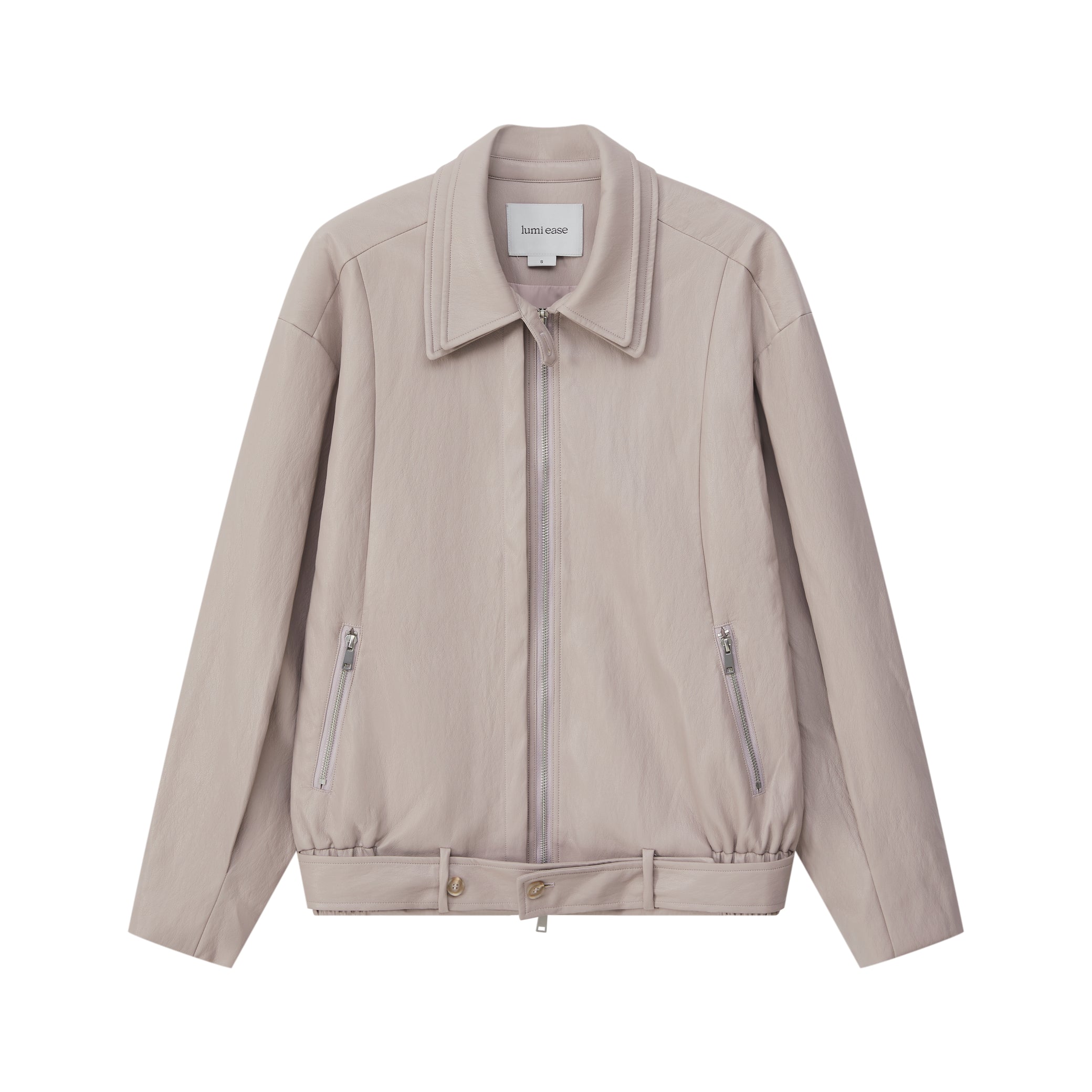 LAYERED COLLAR FAUX LEATHER JACKET