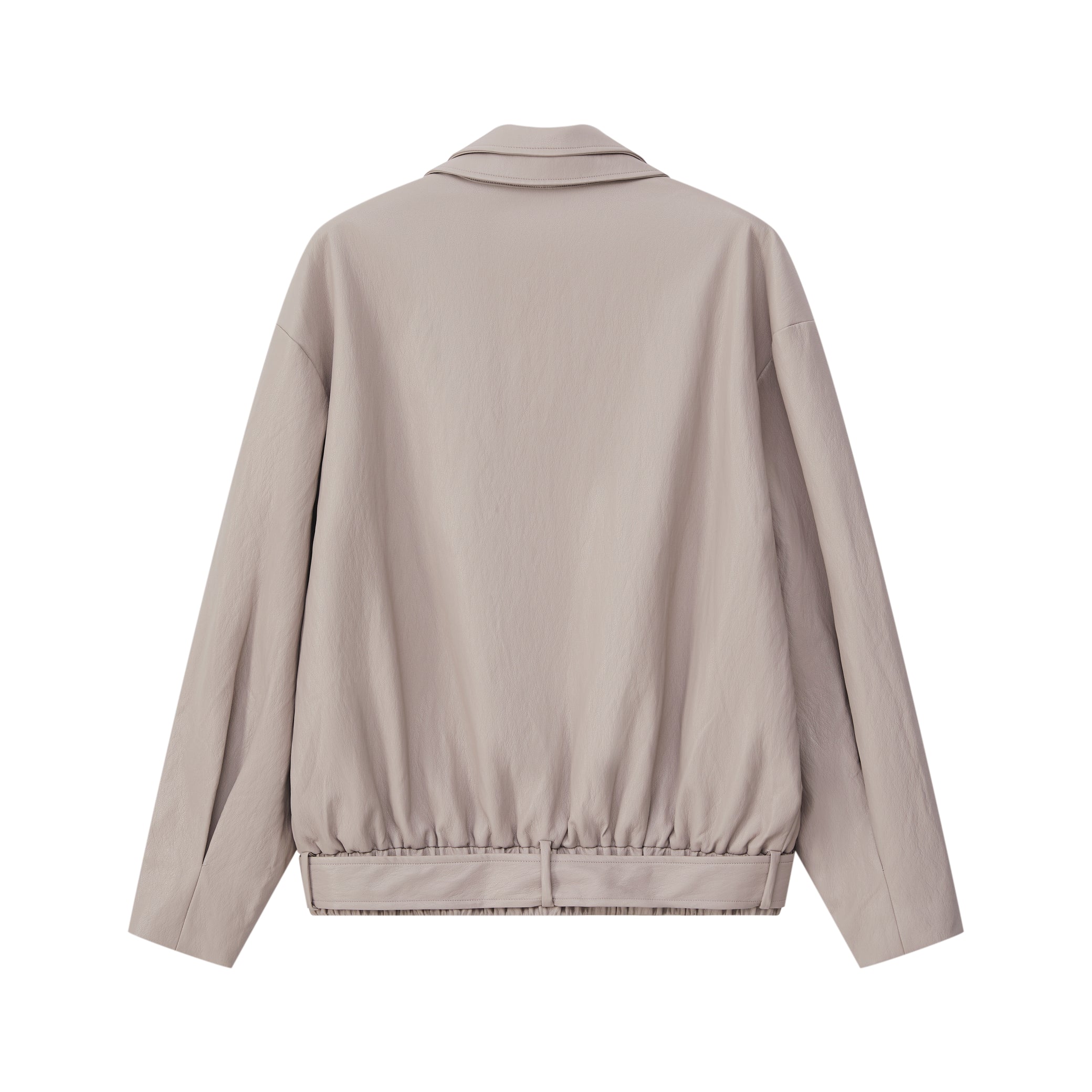 LAYERED COLLAR FAUX LEATHER JACKET