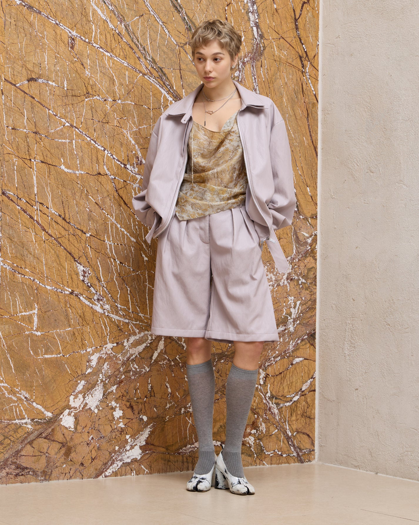 LAYERED COLLAR FAUX LEATHER JACKET