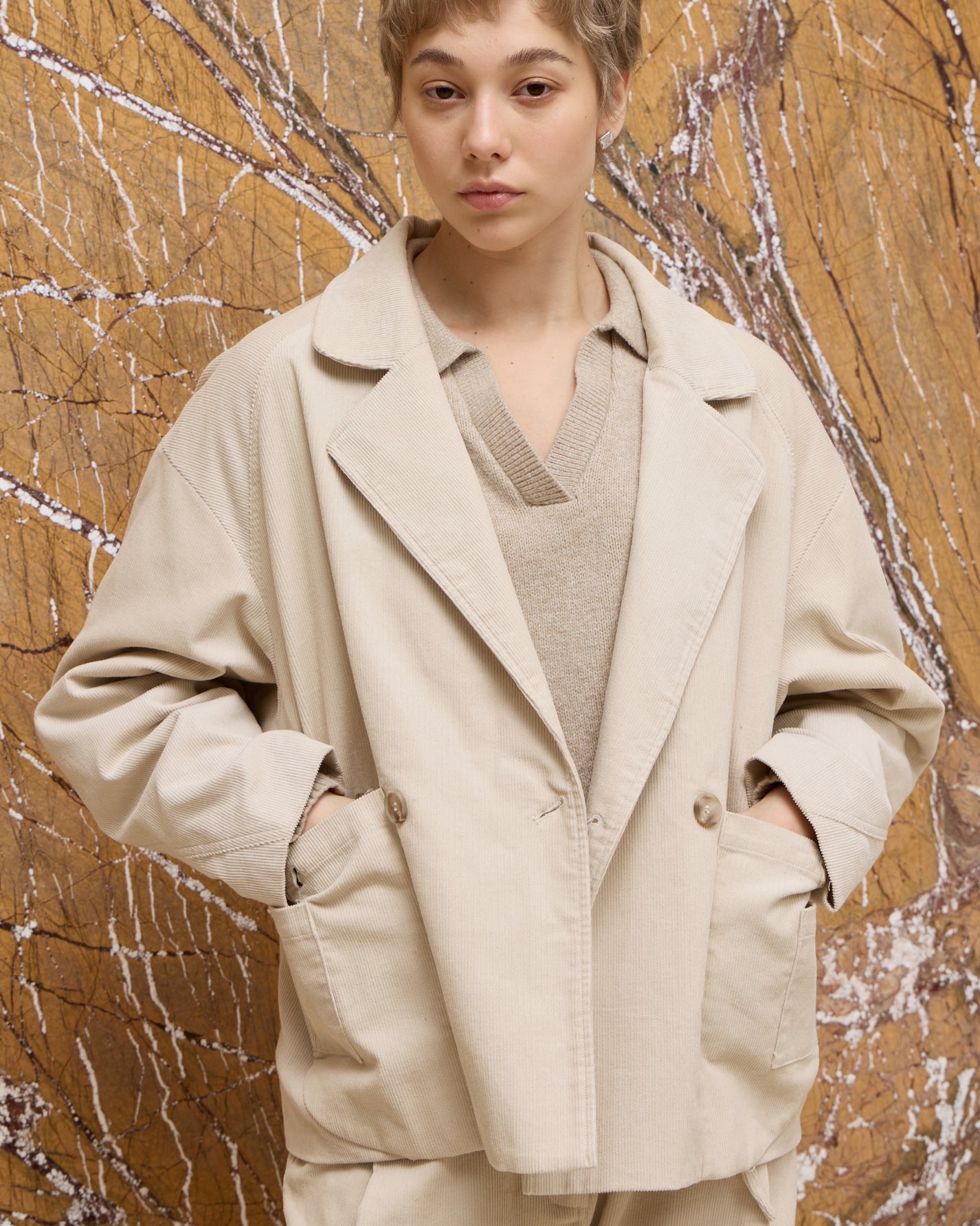 DOUBLE-BREASTED CORDUROY JACKET