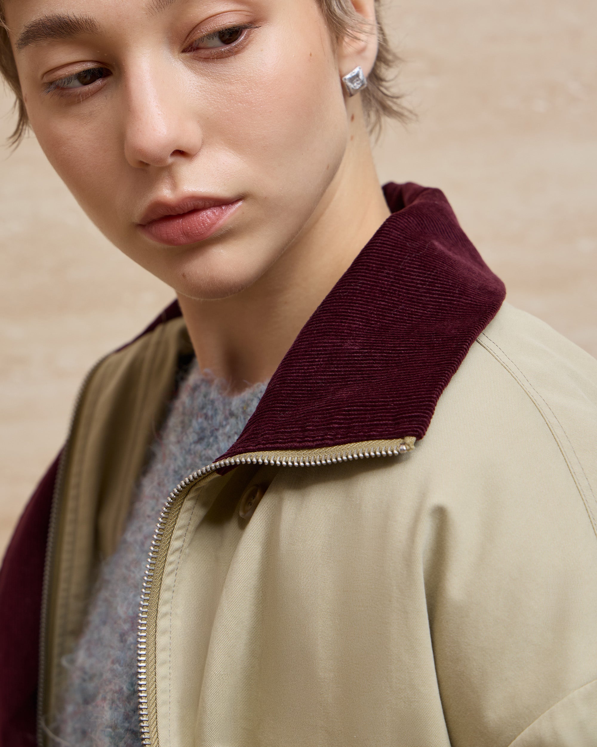 COLOR-BLOCKED PADDED WORK JACKET