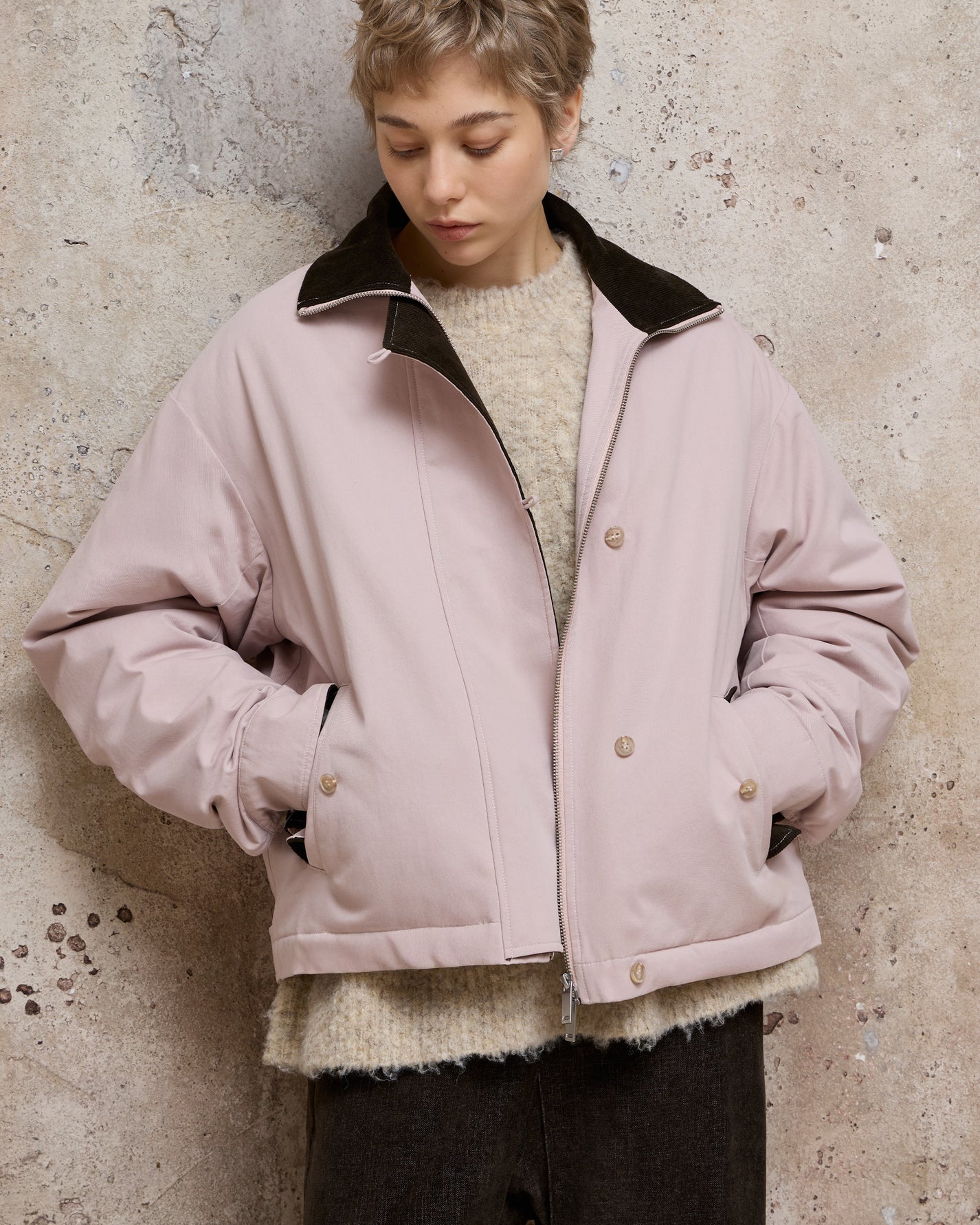COLOR-BLOCKED PADDED WORK JACKET