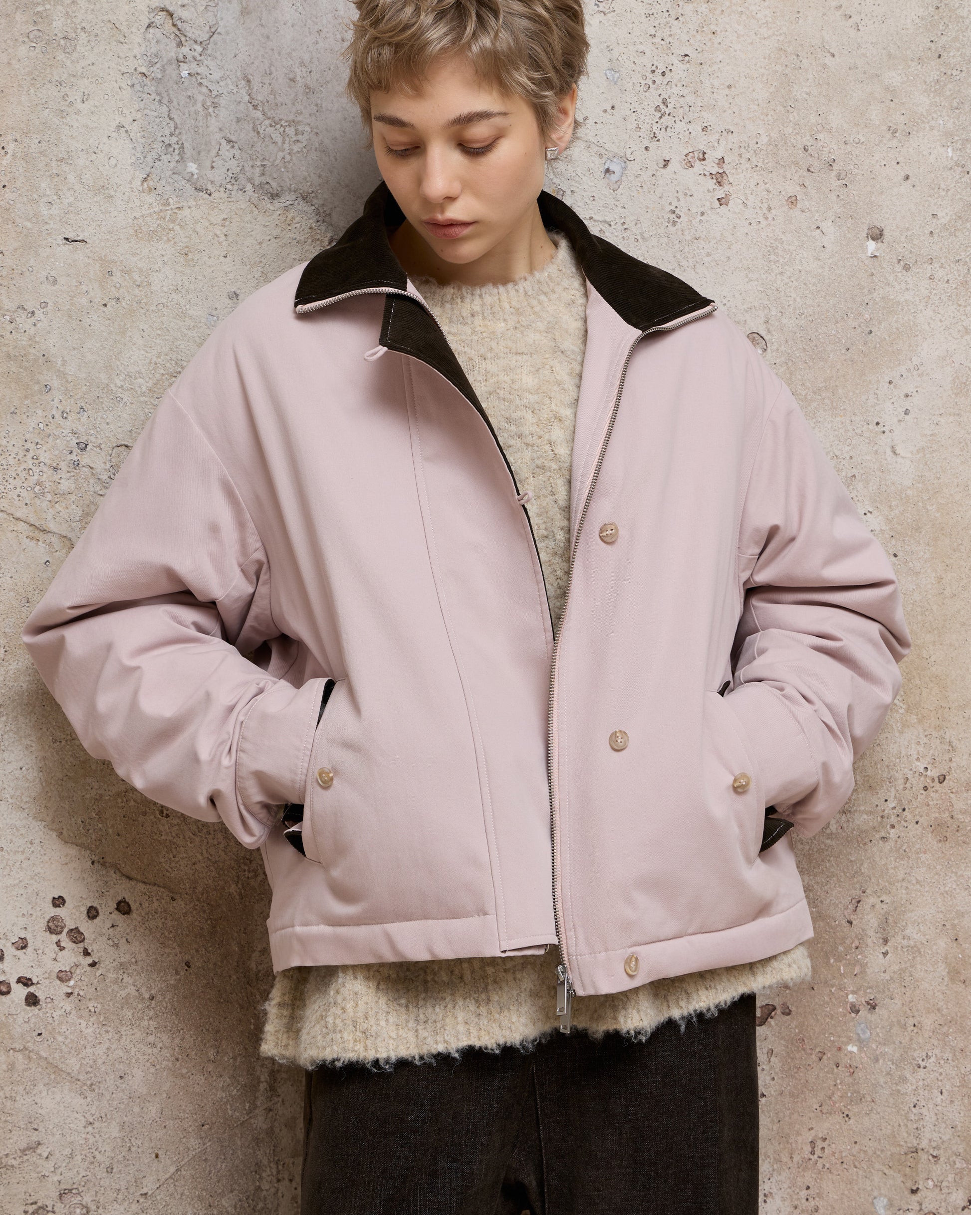 COLOR-BLOCKED PADDED WORK JACKET