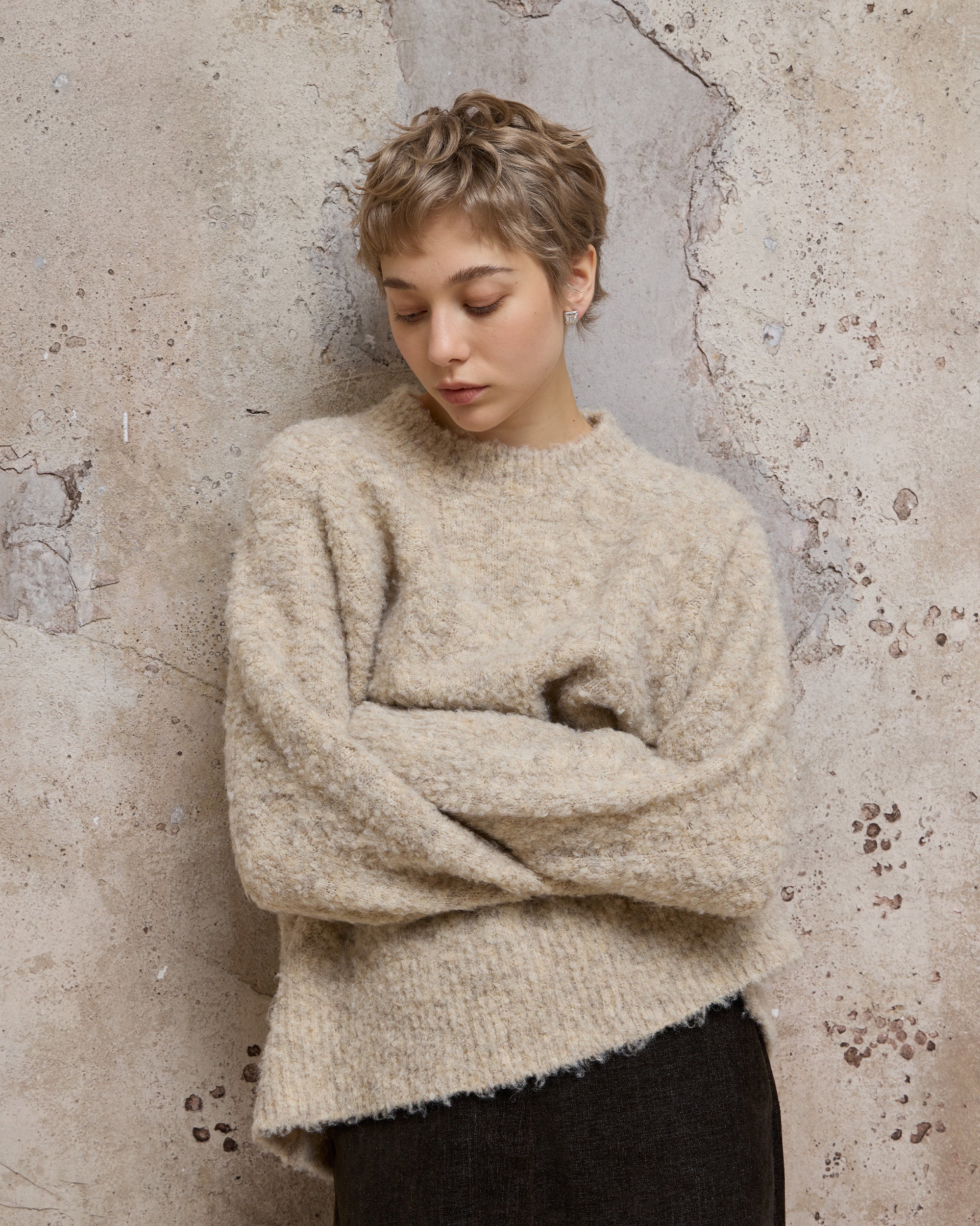 WOOL MARLED SWEATER