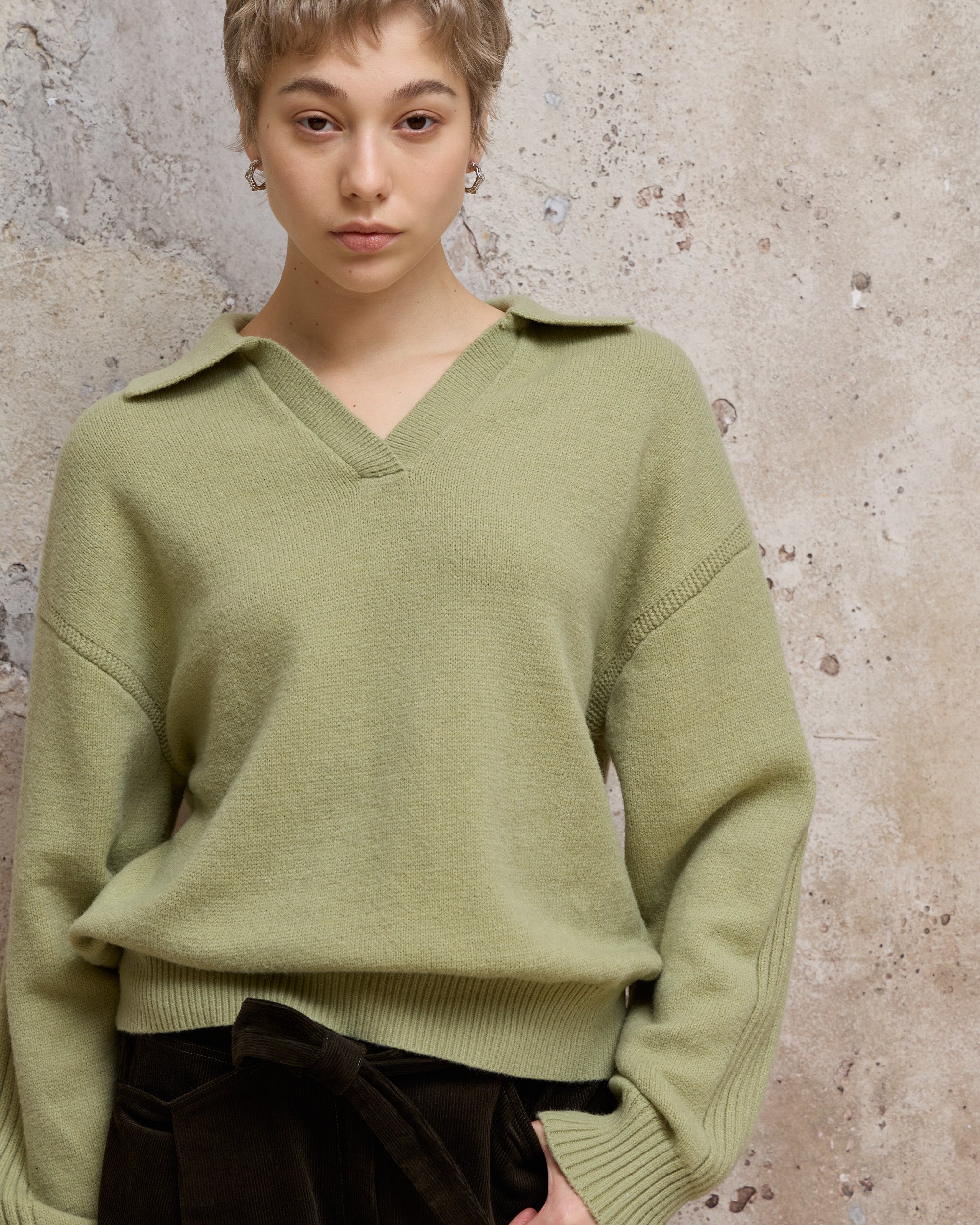 WOOL POLO CASUAL SWEATER