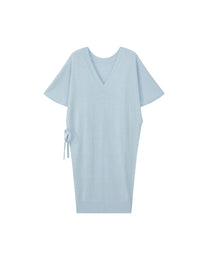 DOUBLE-LAYER DRAPED TIE DRESS