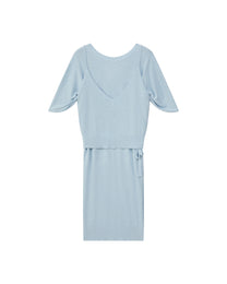 DOUBLE-LAYER DRAPED TIE DRESS
