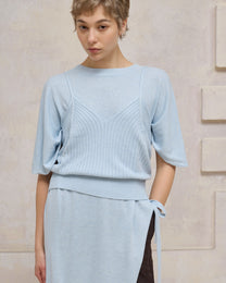 DOUBLE-LAYER DRAPED TIE DRESS