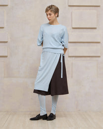 DOUBLE-LAYER DRAPED TIE DRESS