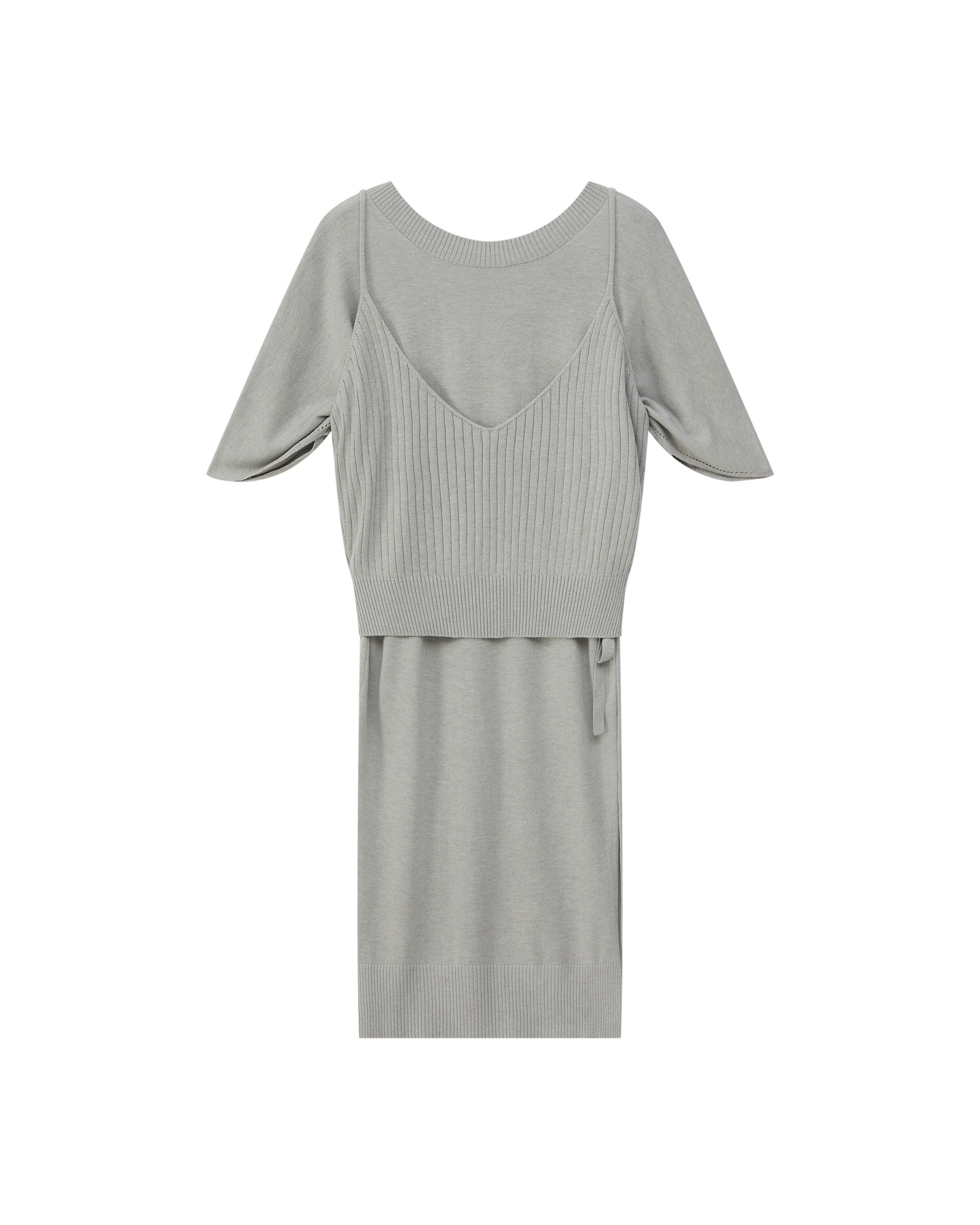 DOUBLE-LAYER DRAPED TIE DRESS