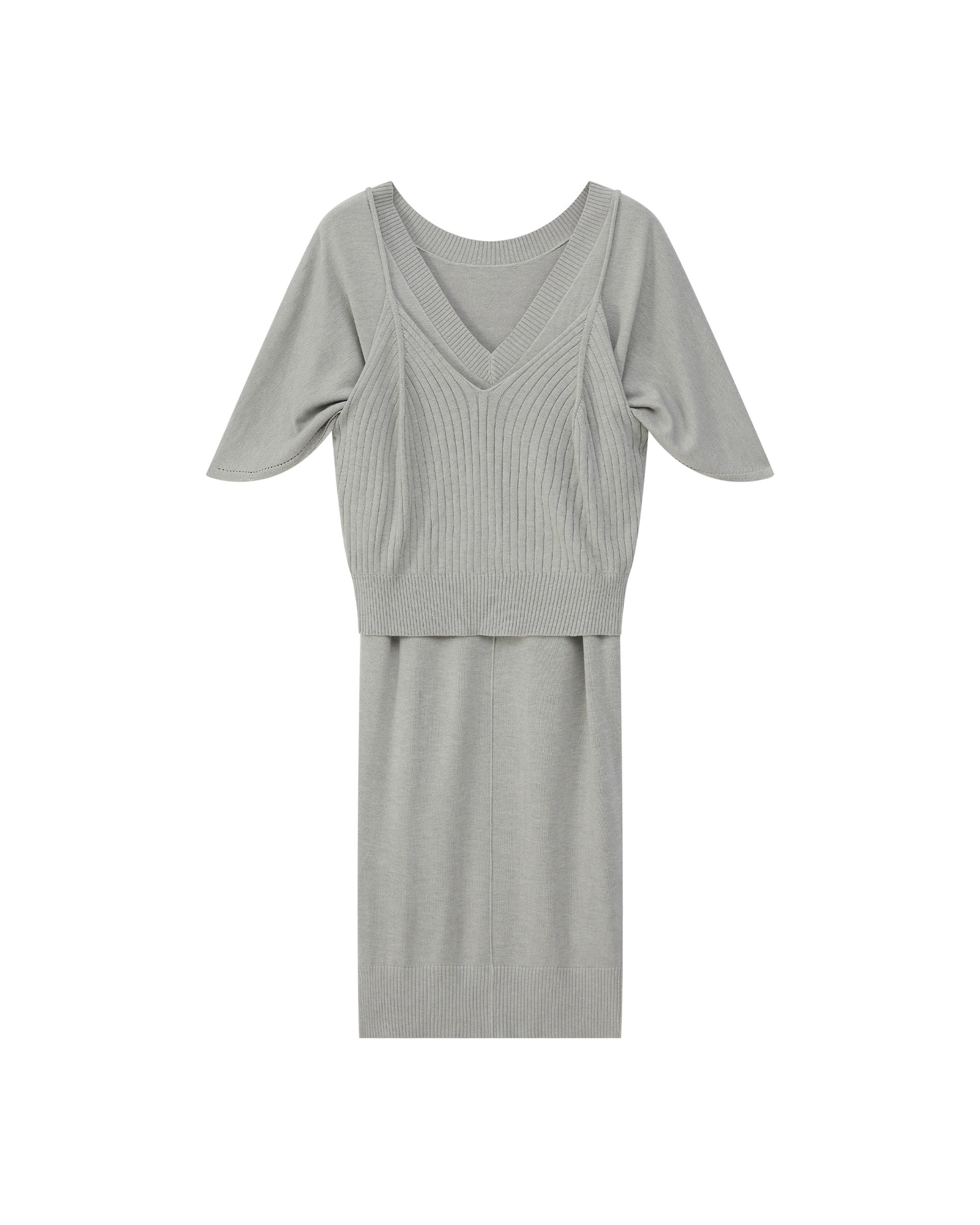 DOUBLE-LAYER DRAPED TIE DRESS