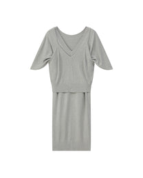 DOUBLE-LAYER DRAPED TIE DRESS