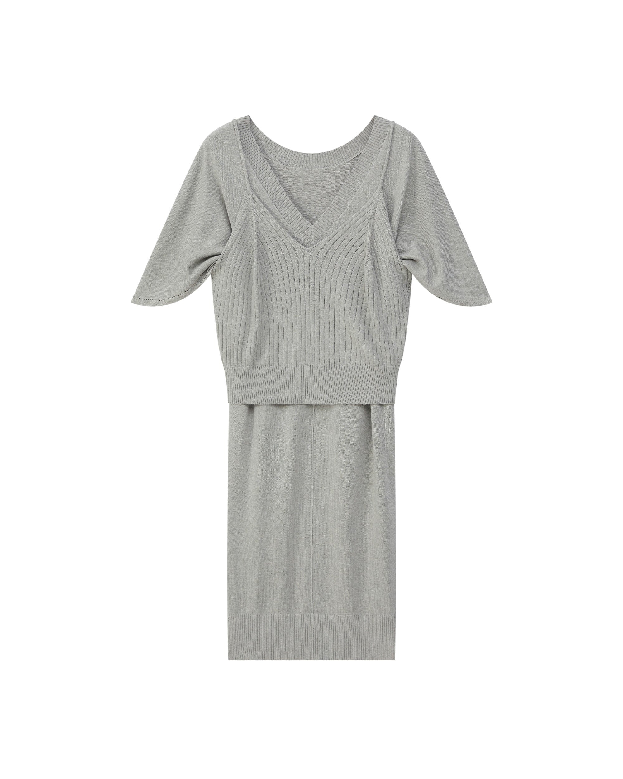 DOUBLE-LAYER DRAPED TIE DRESS