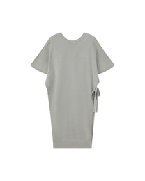 DOUBLE-LAYER DRAPED TIE DRESS
