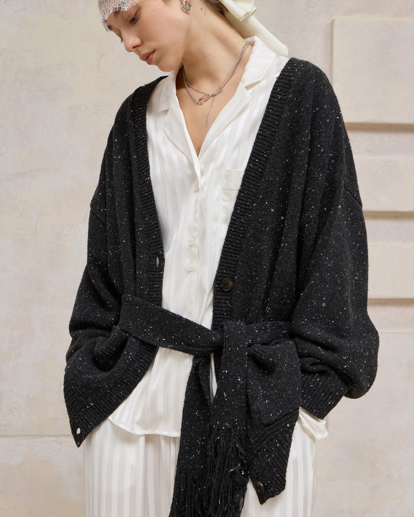 SLOUCHY FRINGED CARDIGAN