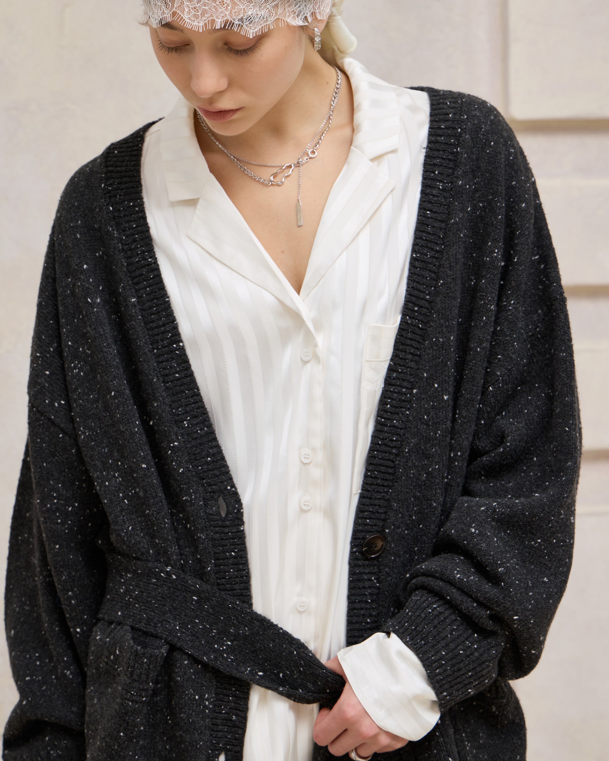 SLOUCHY FRINGED CARDIGAN
