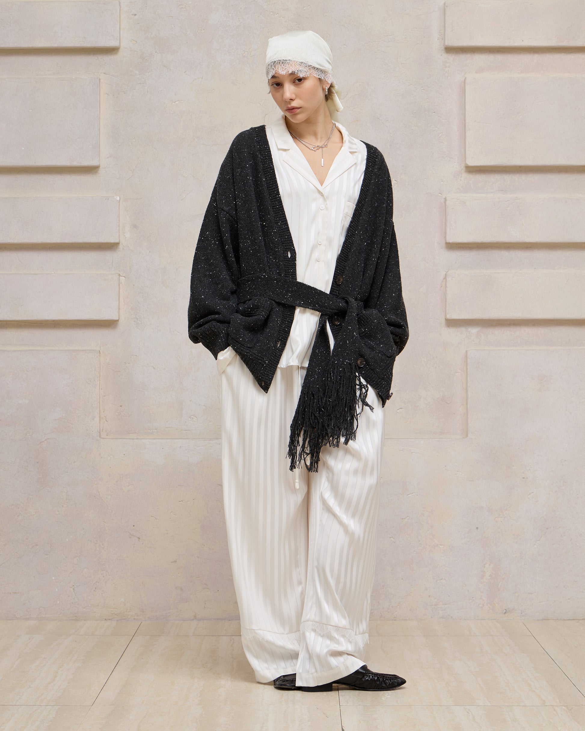 SLOUCHY FRINGED CARDIGAN