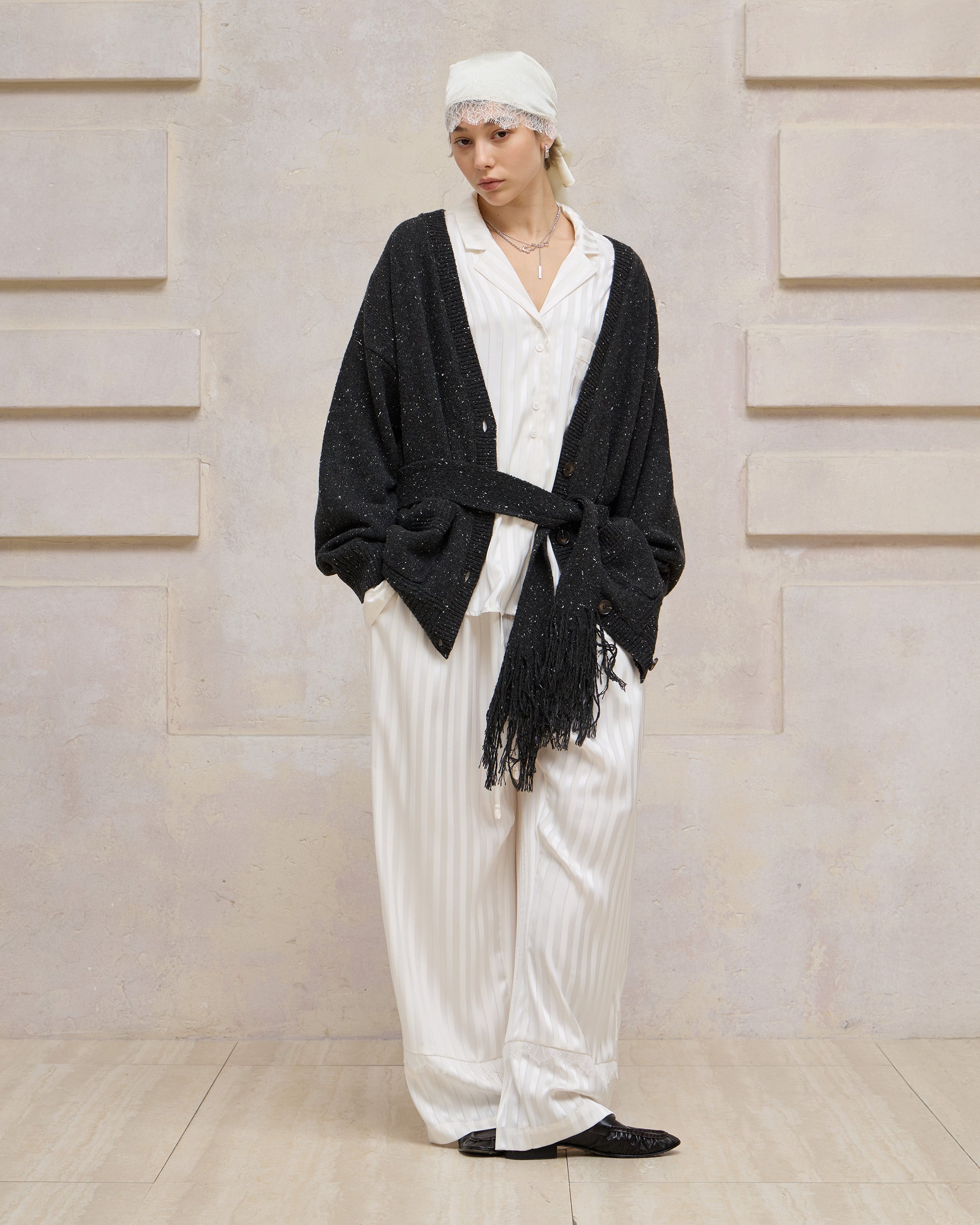 SLOUCHY FRINGED CARDIGAN