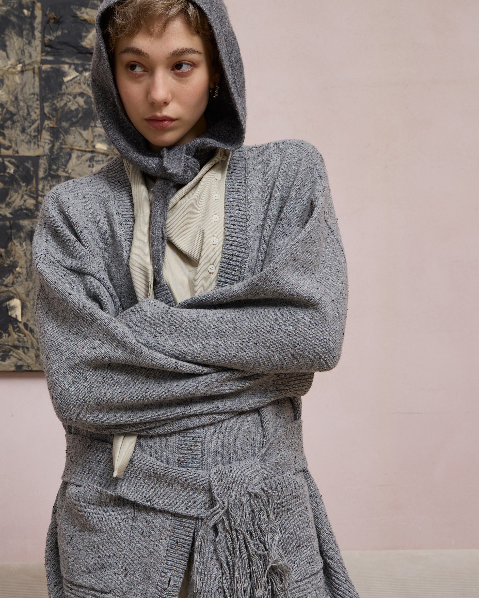 SLOUCHY FRINGED CARDIGAN