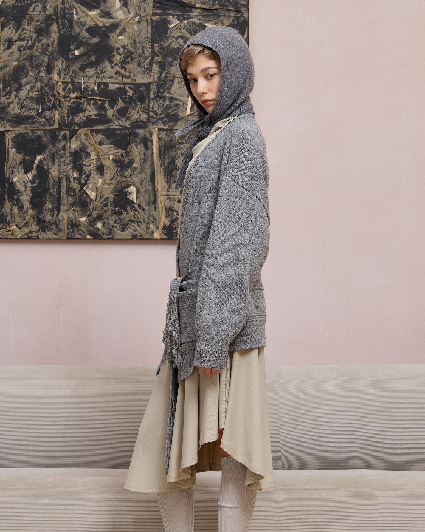 SLOUCHY FRINGED CARDIGAN