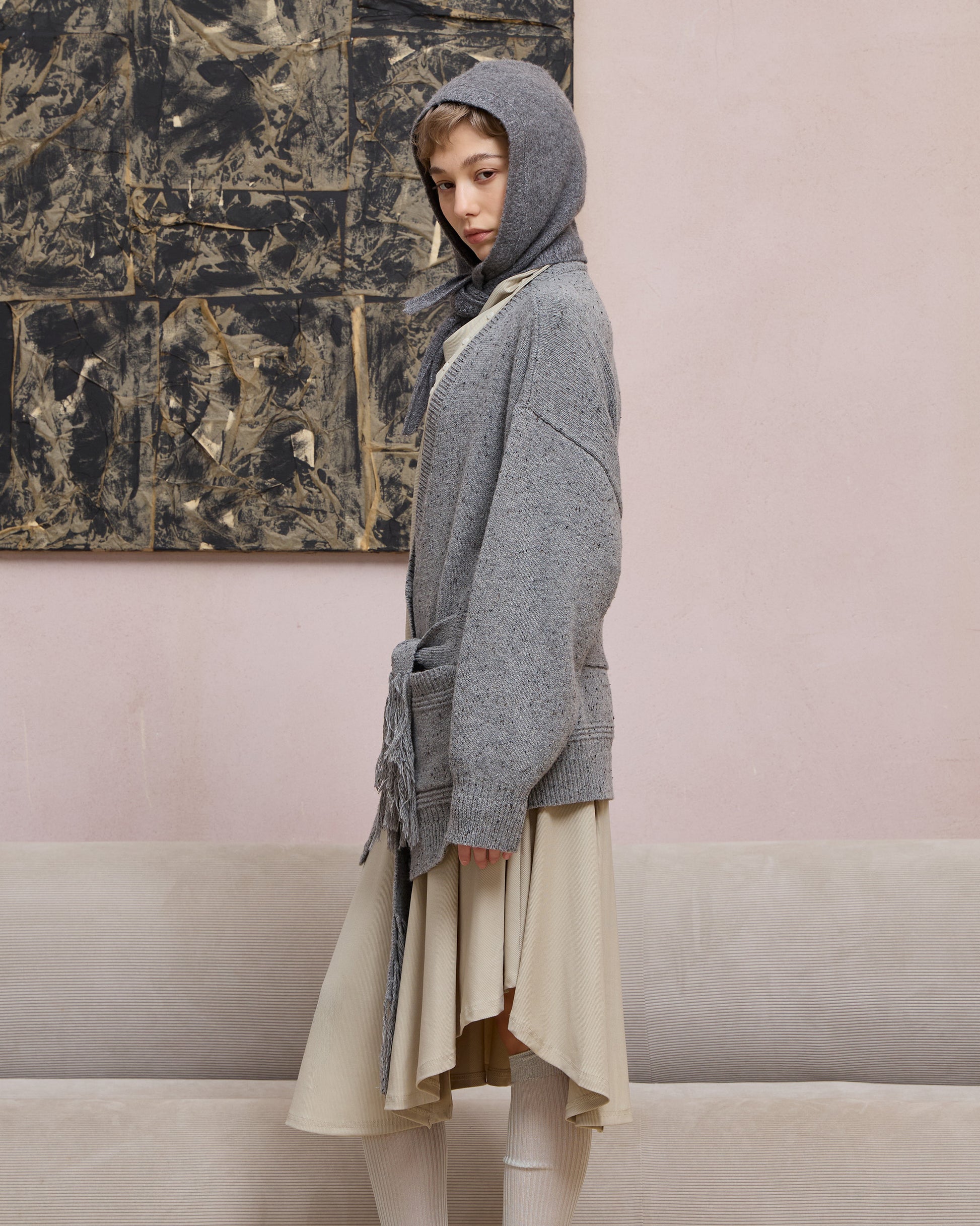 SLOUCHY FRINGED CARDIGAN