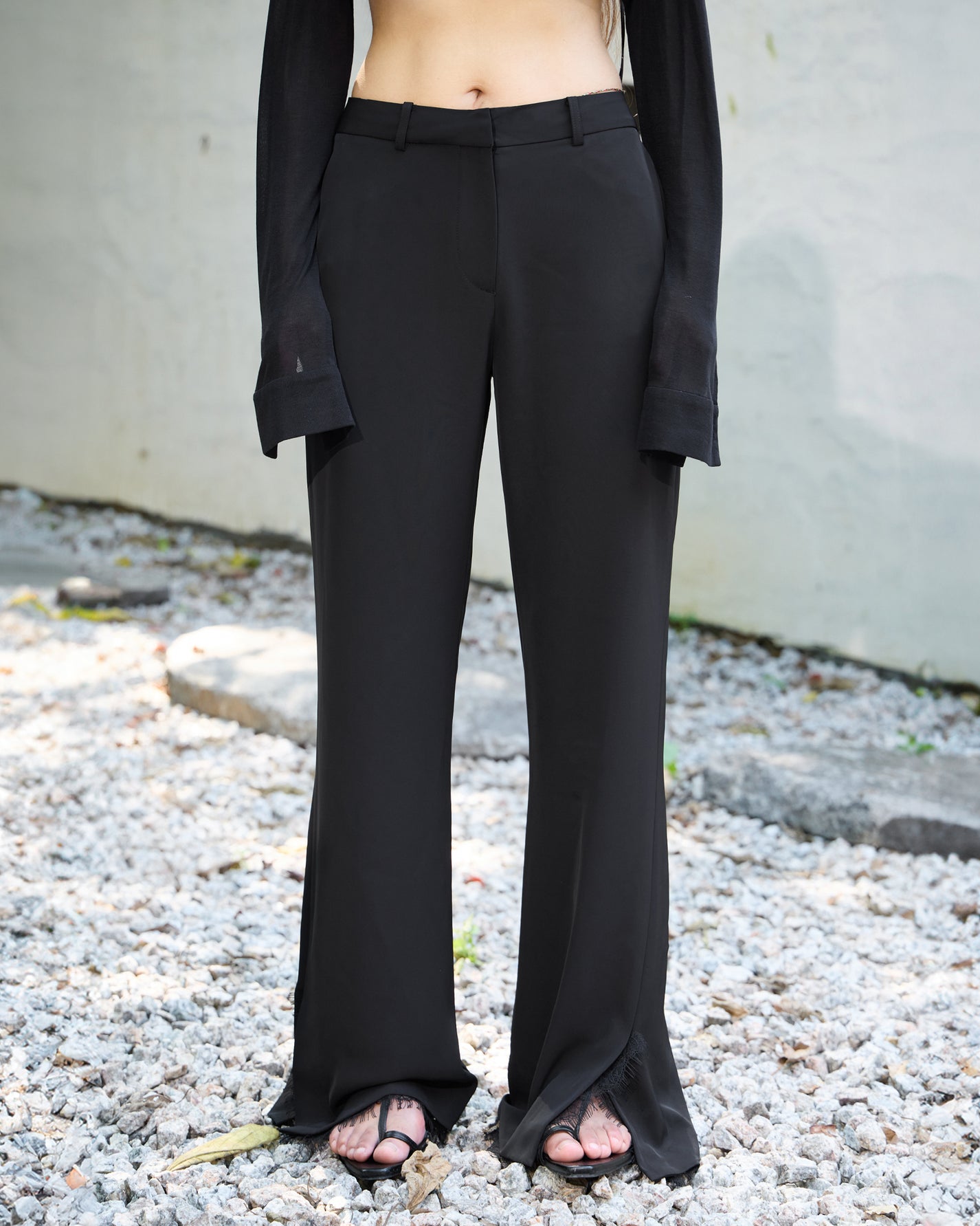FRINGED FLARE PANTS