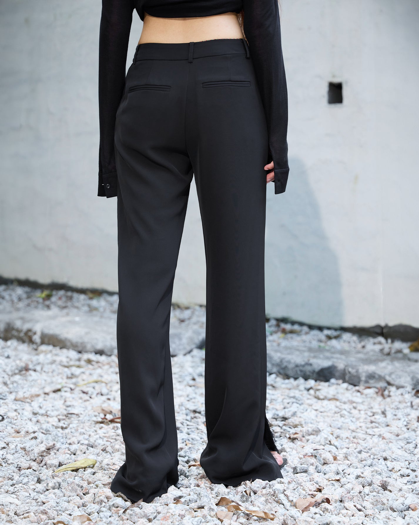 FRINGED FLARE PANTS