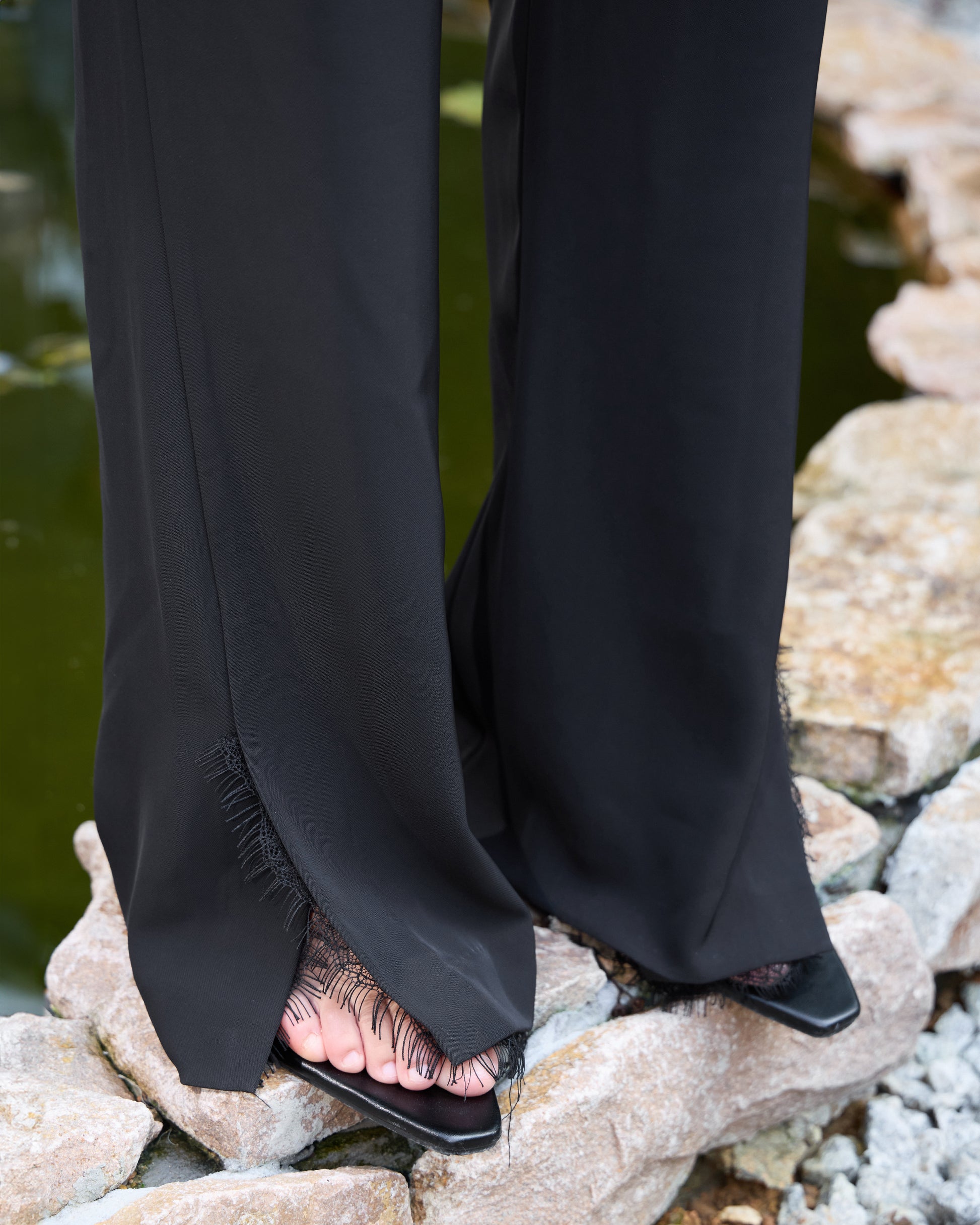 FRINGED FLARE PANTS